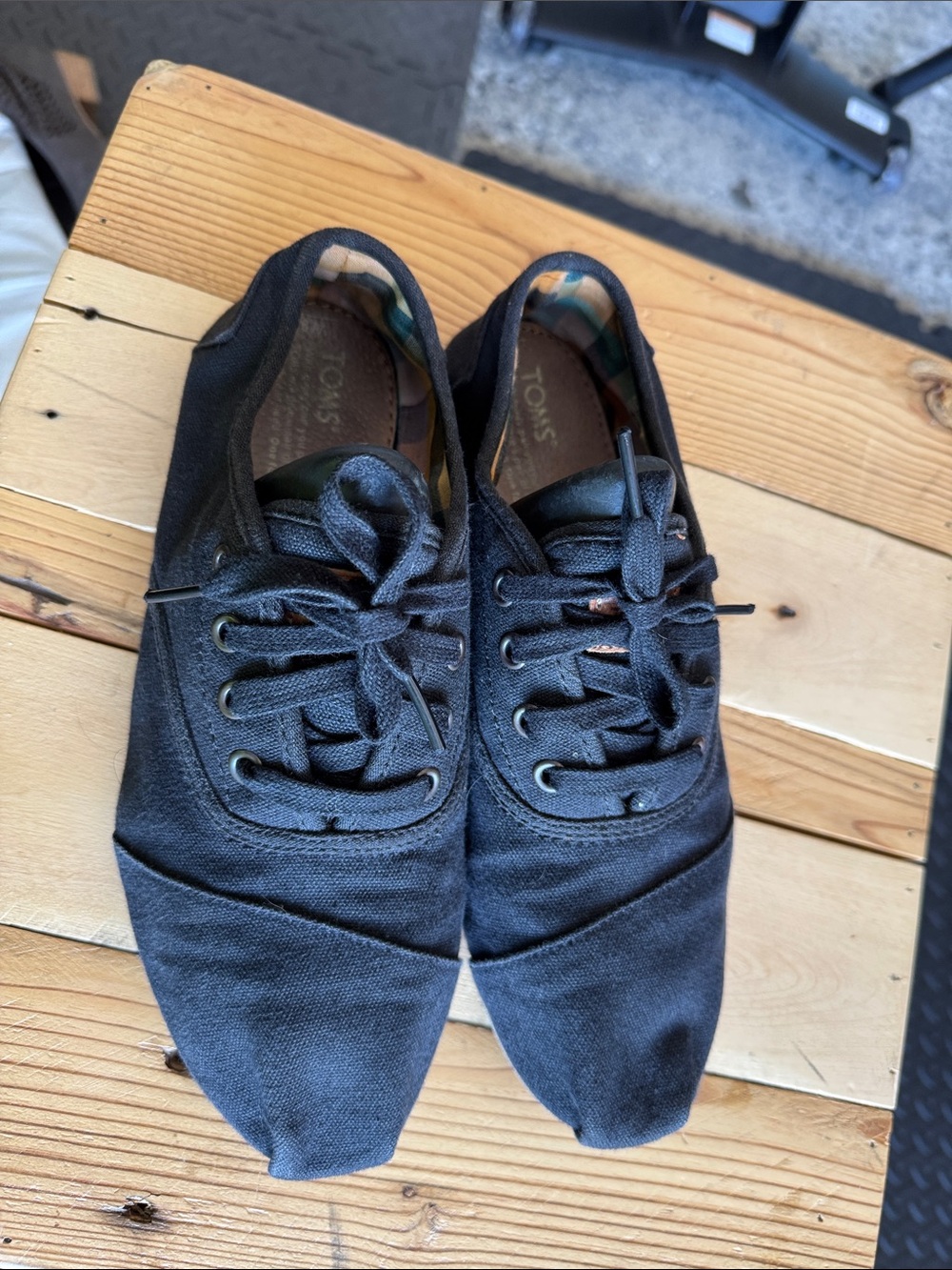 Toms Black Canvas Lace-Up Sneakers